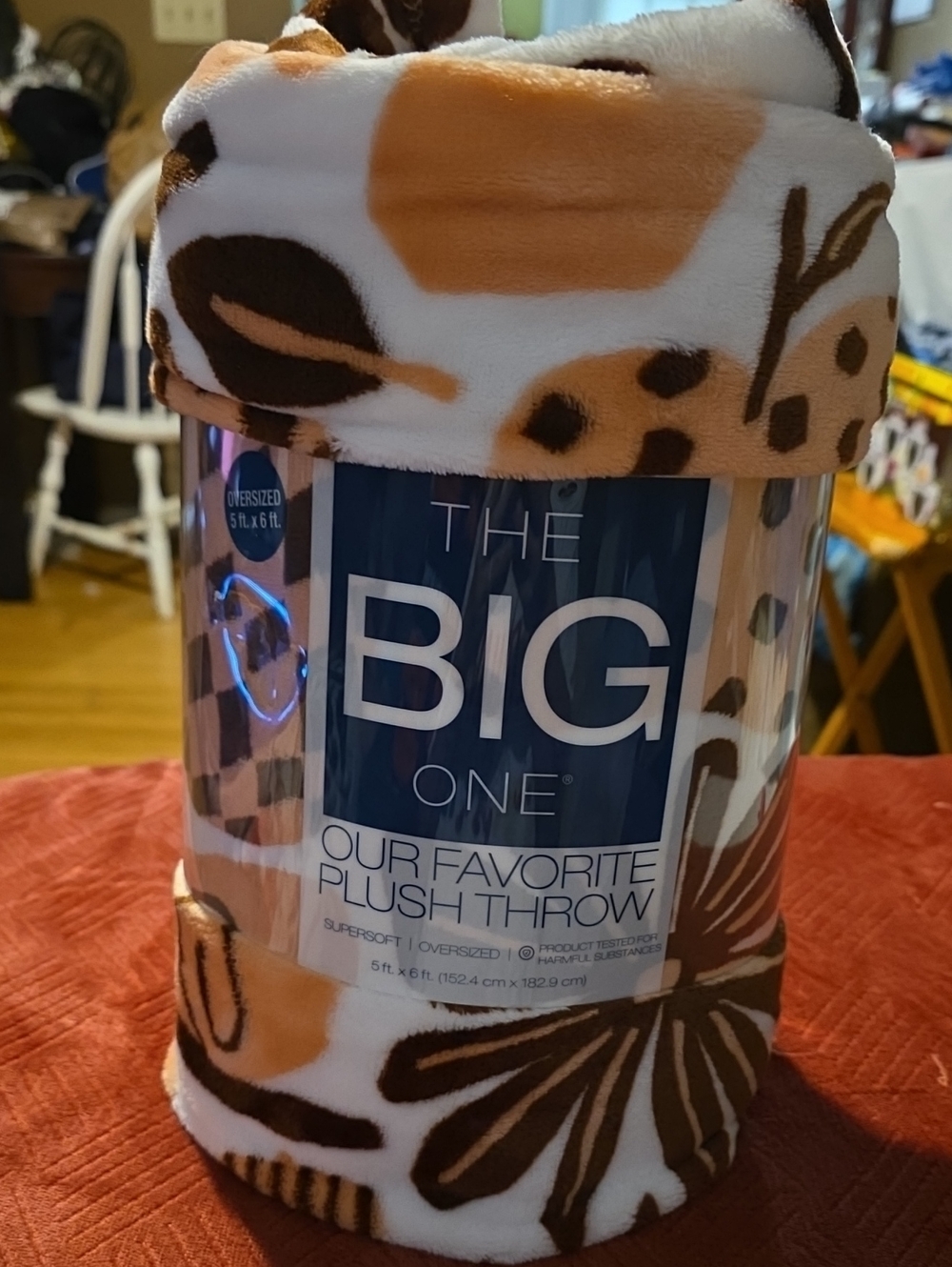 The Big One Floral Plush Throw - White, Brown & Tan